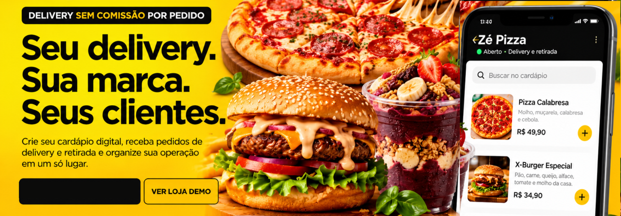 Cardápio Web Delivery - pizza, hambúrguer, açaí e cardápio digital